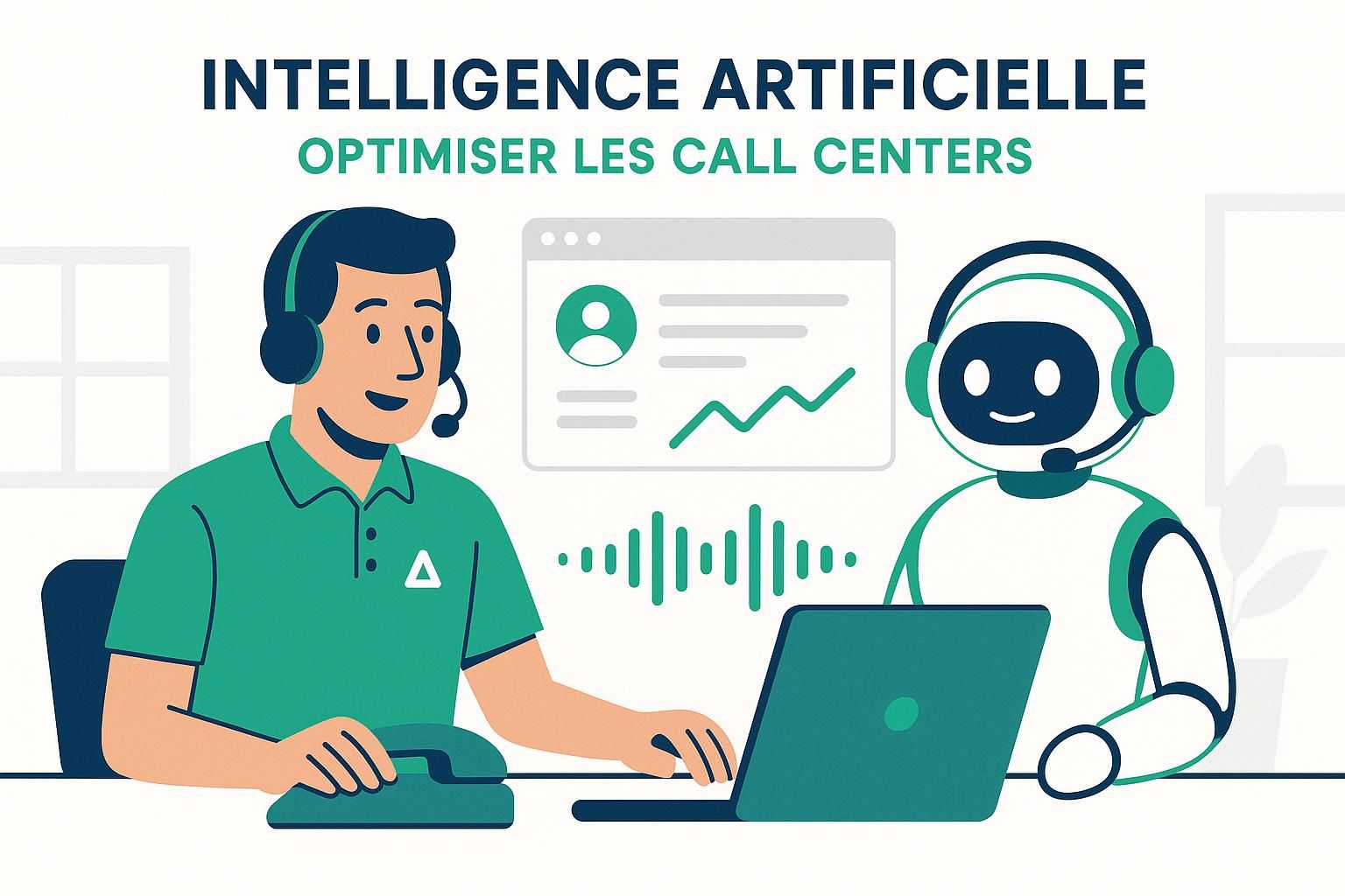 découvrez comment l'intelligence artificielle transforme les centres d'appels en améliorant l'efficacité, la qualité du service client et en automatisant les tâches répétitives.
