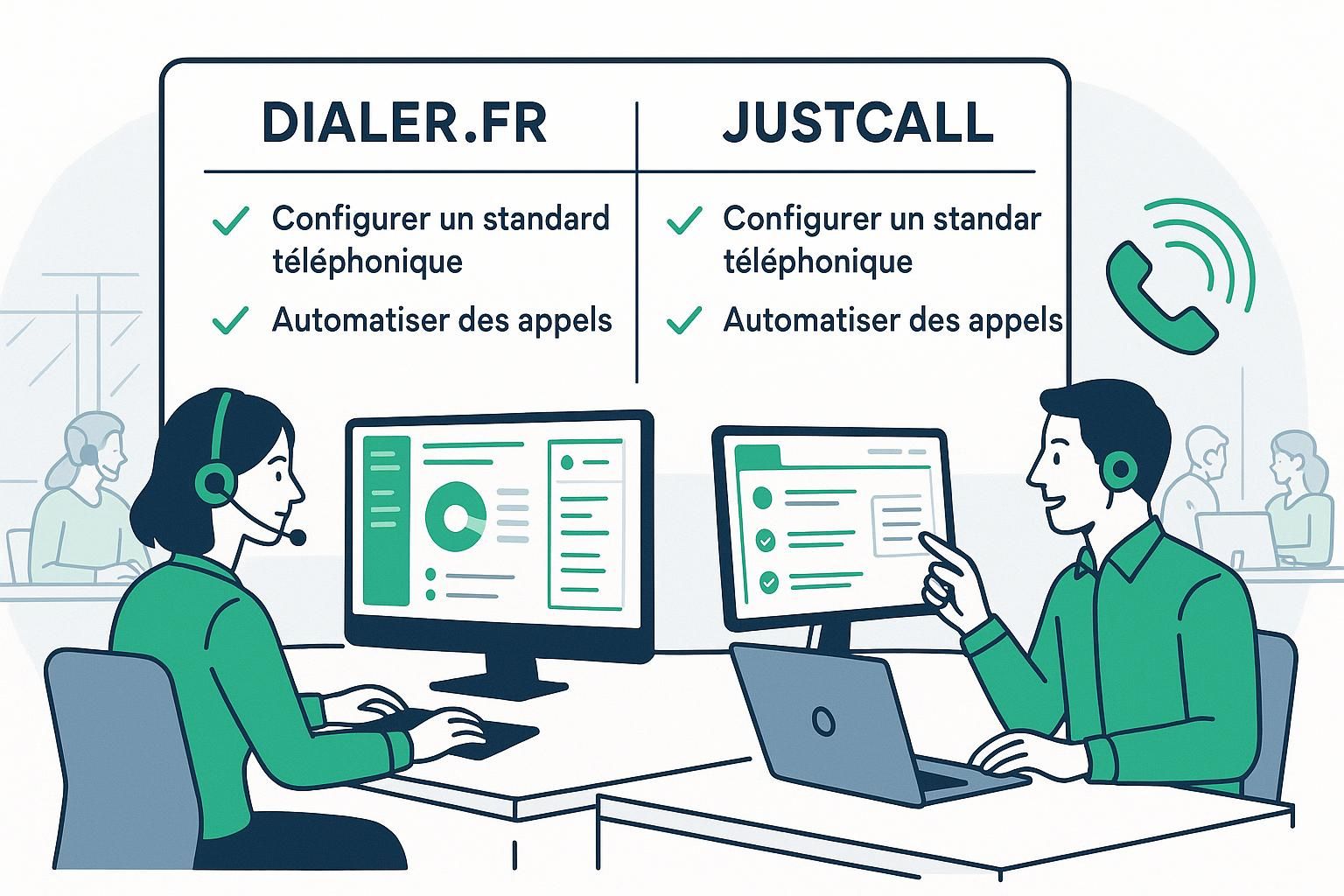 découvrez une comparaison détaillée entre dialer.fr et justcall pour choisir la meilleure solution de service client en 2026, adaptée à vos besoins et à votre budget.