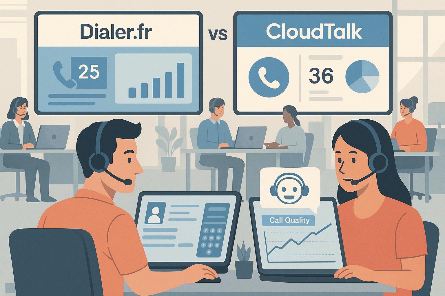découvrez notre comparatif complet entre dialer.fr et cloudtalk pour choisir le meilleur logiciel de centre d’appel en 2026, adapté à vos besoins professionnels.