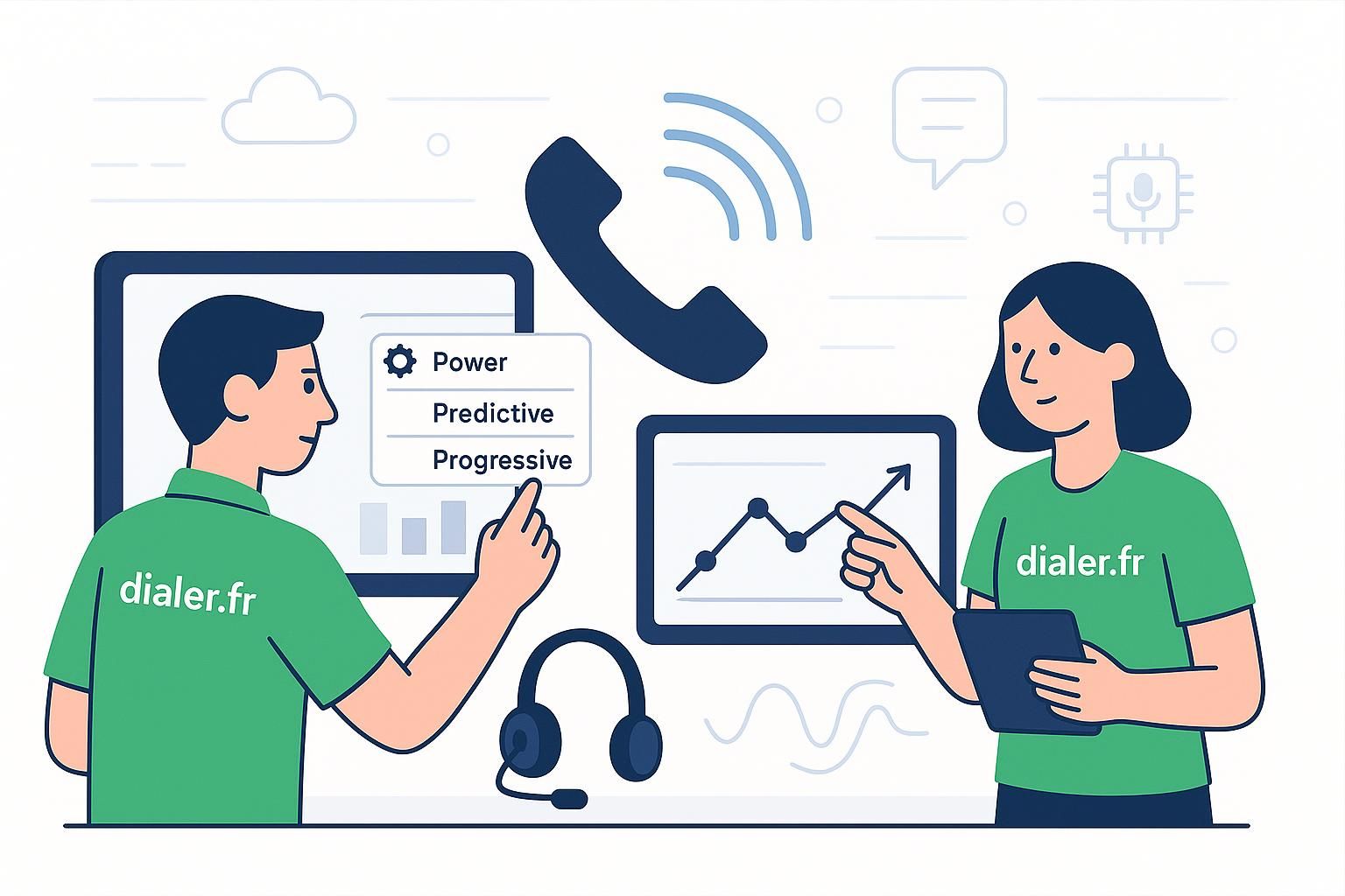 Comprendre les différences entre power, predictive et progressive dialer pour optimiser vos appels