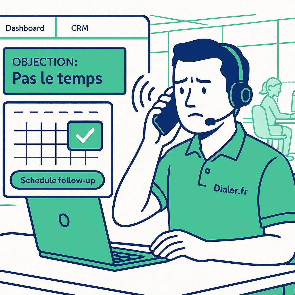 apprenez à répondre efficacement à l'objection « pas le temps » au téléphone grâce à des techniques simples et convaincantes pour capter l'attention de vos interlocuteurs.