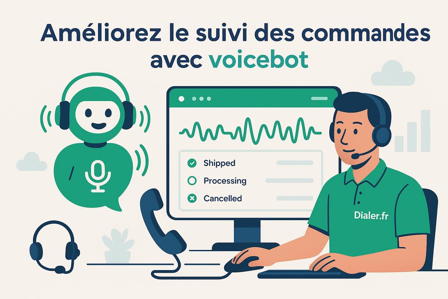 découvrez comment un voicebot alimenté par l'ia optimise le suivi des commandes e-commerce par téléphone, améliorant l'efficacité et la satisfaction client.