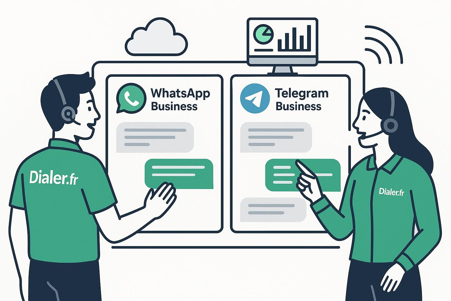 découvrez quelle solution choisir entre whatsapp business et telegram business pour optimiser la communication de votre entreprise en 2026, avec un comparatif des fonctionnalités, avantages et cas d'usage.